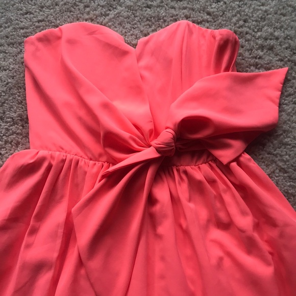 NWT hot pink/ coral strapless mini dress size s - Picture 2 of 6